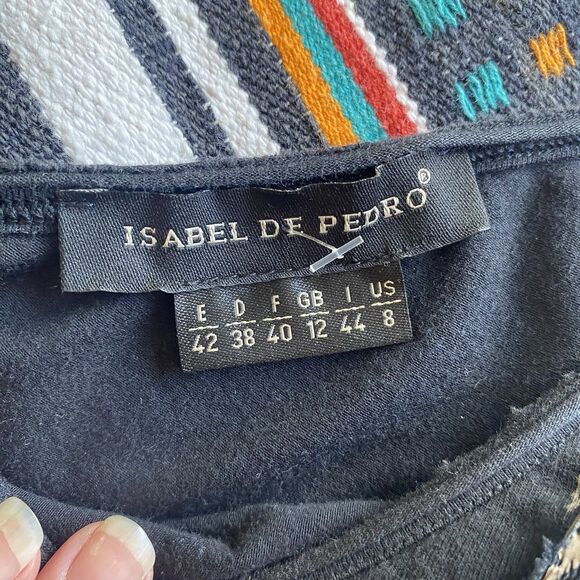 Isabel De Pedro Pencil Midi Dress. Silk Appliqué. Cotton Blend. Size 8. Boho. - Picture 16 of 16